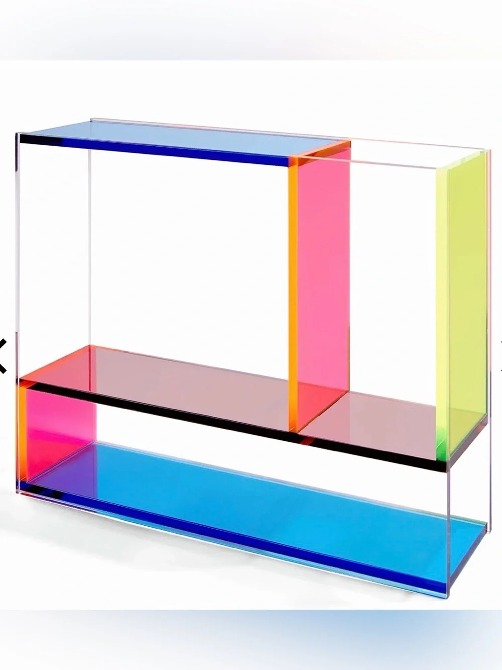 MoMa Acrylic Vase with Neon Blue, Orange, Yellow, and Clear Panels